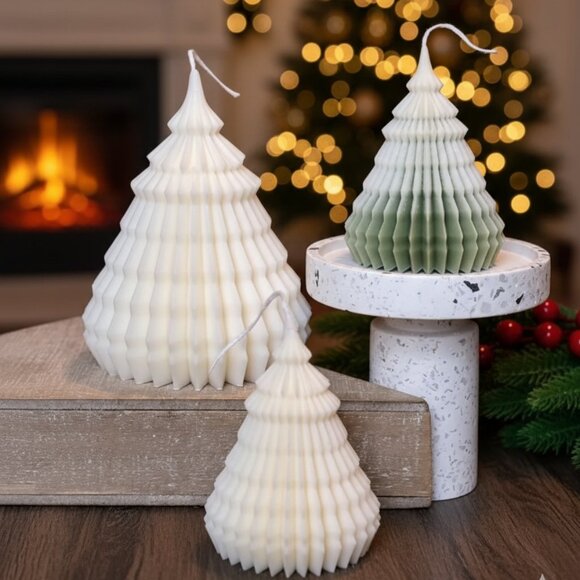 Origami Christmas Tree Candles | Holiday Decor - Picture 1 of 3